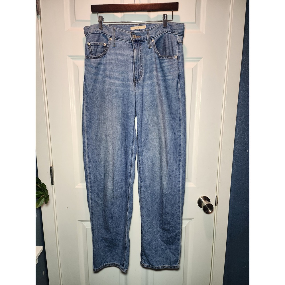 Levis Baggy Dad Jeans Womens 28 Blue Mid Wash High Rise Straight Relaxed Denim